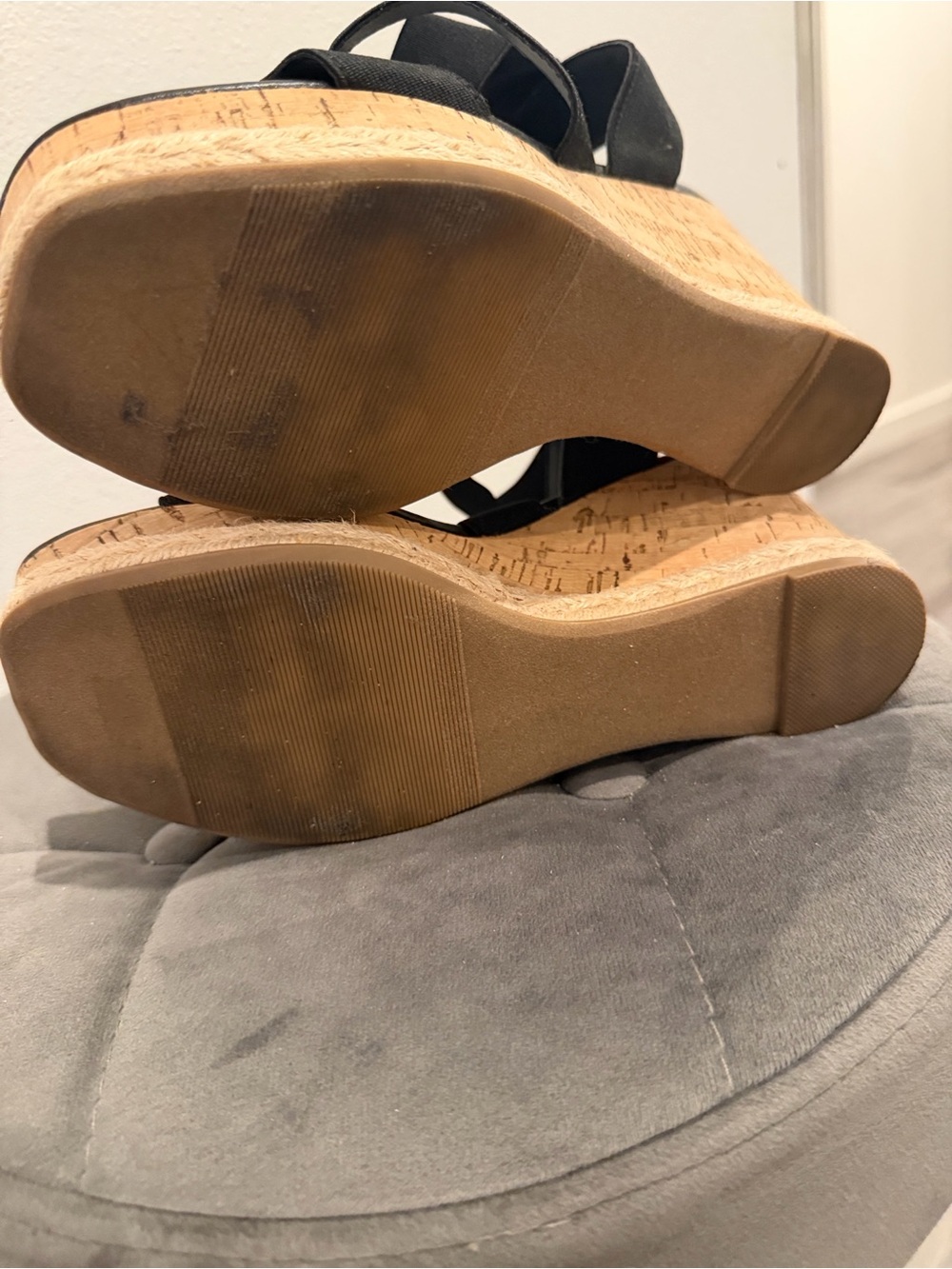 Steve Madden Black Cork Wedge Sandals
